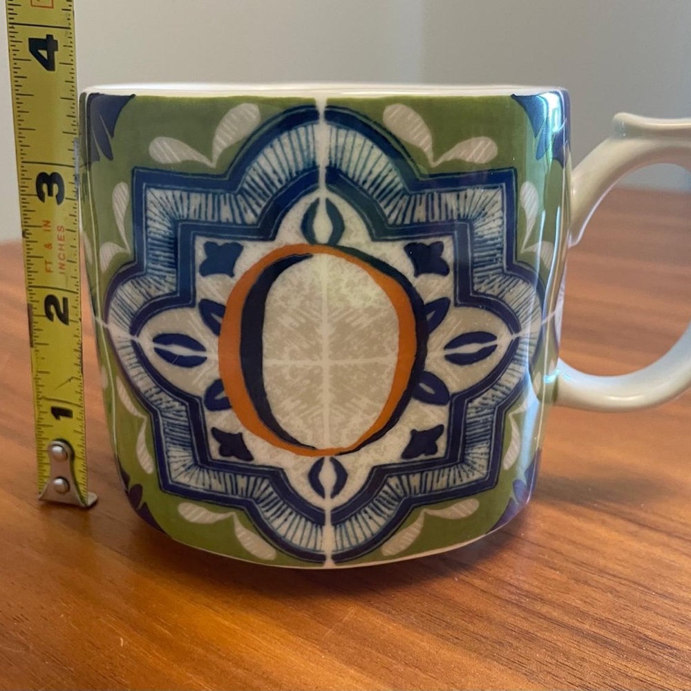 Anthropologie Festive Bistro Tile Monogram Letter ‘O’ Mug NEW